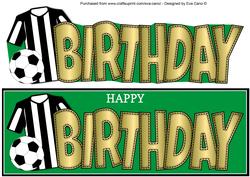 Black & White Stripes Football Top Birthday Large Dl