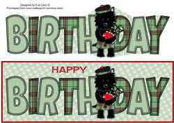 Bagpiper Jazz Dog Green Tartan Birthday Large Dl 4