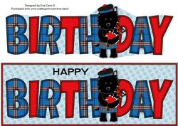 Bagpiper Jazz Dog Blue Tartan Birthday Large Dl 2