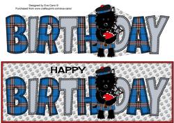 Bagpiper Jazz Dog Blue Tartan Birthday Large Dl 3