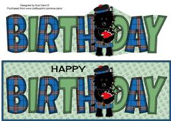 Bagpiper Jazz Dog Blue Tartan Birthday Large Dl 4