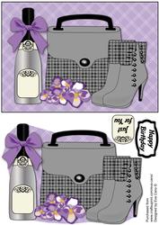 Plaid Handbag, Boots, Purple Flowers & Bubbly