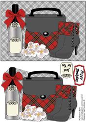 Tartan Handbag, Boots, White Flowers & Bubbly