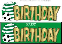 Green & White Hoops Football Top Birthday Large Dl