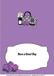 Tartan Handbag, Shoes, Purple Roses & Bubbly Insert