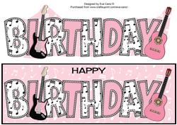 Pink Guitars Birthday Large Dl