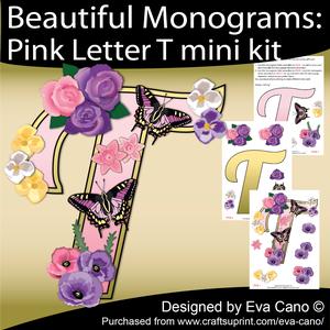 Beautiful Monograms: Pink Letter T Mini Kit