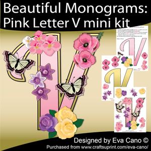 Beautiful Monograms: Pink Letter V Mini Kit