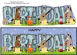 Camping Donkeys Birthday Large Dl