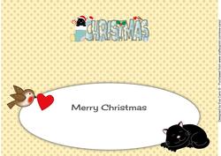 Cat in Blue Stocking Christmas Large Dl Insert