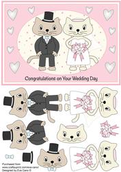 Cute Cats Bride & Groom Decoupage