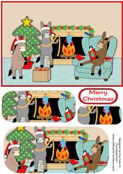 Donkeys Getting Ready for Christmas Pyramid