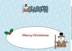 Merry Christmas from Glasgow Snowman Large Dl Insert