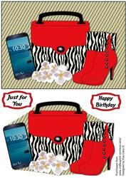 Zebra Handbag, Boots, White Flowers & Smartphone
