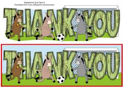 Donkeys Playing Football Thank You Large Dl