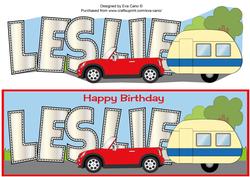 Red Car & Caravan Leslie Large Dl