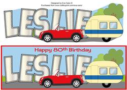 Red Car & Caravan Leslie 80th Large Dl