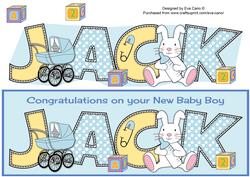 New Baby Boy Jack with Bunny & Pram Large Dl