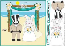 Mr Badger & Mrs Rabbit Wedding 8x8 Quick Card