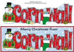 Merry Christmas from Cornwall Snowman Large Dl