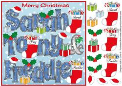 8x8 Christmas Names Sarah, Tony & Freddie