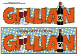 Red Wine & Glasses Gillian 50th Large Dl