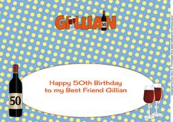 Red Wine & Glasses Gillian 50th Large Dl Insert