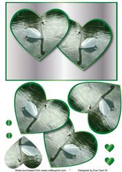 Beautiful Swans in Hearts - Emerald