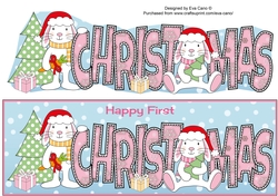 First Christmas Bunny Rabbits CHRISTMAS large dl