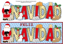 Christmas cats with Santa NAVIDAD large dl