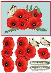 Poppies and Butterfly decoupage