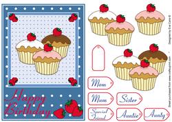 Cupcakes with Strawberries Decoupage