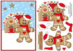Gingerbread man with house decoupage