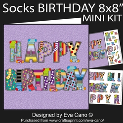 Socks Birthday 8x8 mini kit