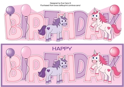 Unicorns and Balloons BIRTHDAY large dl
