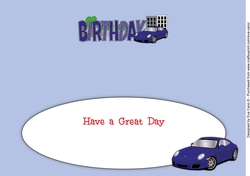 Blue Porsche BIRTHDAY large dl insert