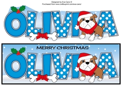 Christmas Bertie Bulldog with scarf OLIVIA large dl