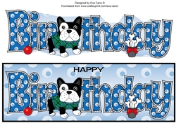 Freddie French Bulldog in green tartan coat BIRTHDAY large dl