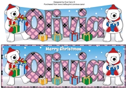 Monty Polar Bear and friend with presents OLIVIA large dl
