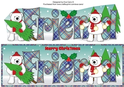 Monty Polar Bear and friend with Christmas trees FRIEND large dl 2