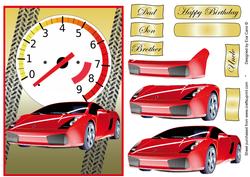 Red Sports Car Decoupage