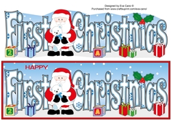 Santa with Teddy FIRST CHRISTMAS large dl