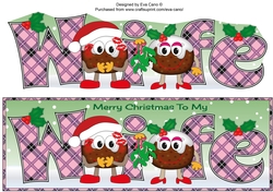 Crazy Christmas Pudding Couple with Mistletoe WIFE large dl