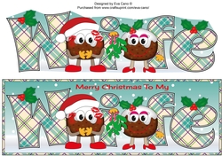 Crazy Christmas Pudding Couple with Mistletoe WIFE large dl 3