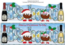 Crazy Christmas Pudding Couple with Champagne HUSBAND large dl 2