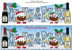 Crazy Christmas Pudding Couple with Champagne NANA & PAPA large dl 2