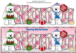 Monty Polar Bear and friend with Christmas pudding and sign NANA large dl