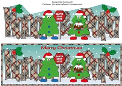 Crazy Christmas Trees with Christmas pudding & sign NANA & PAPA large dl 2