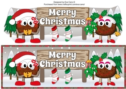 Crazy Christmas Pudding Couple with Mistletoe and big sign CHRISTMAS large dl