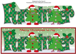 Crazy Christmas Trees couple with mistletoe PARTNER large dl